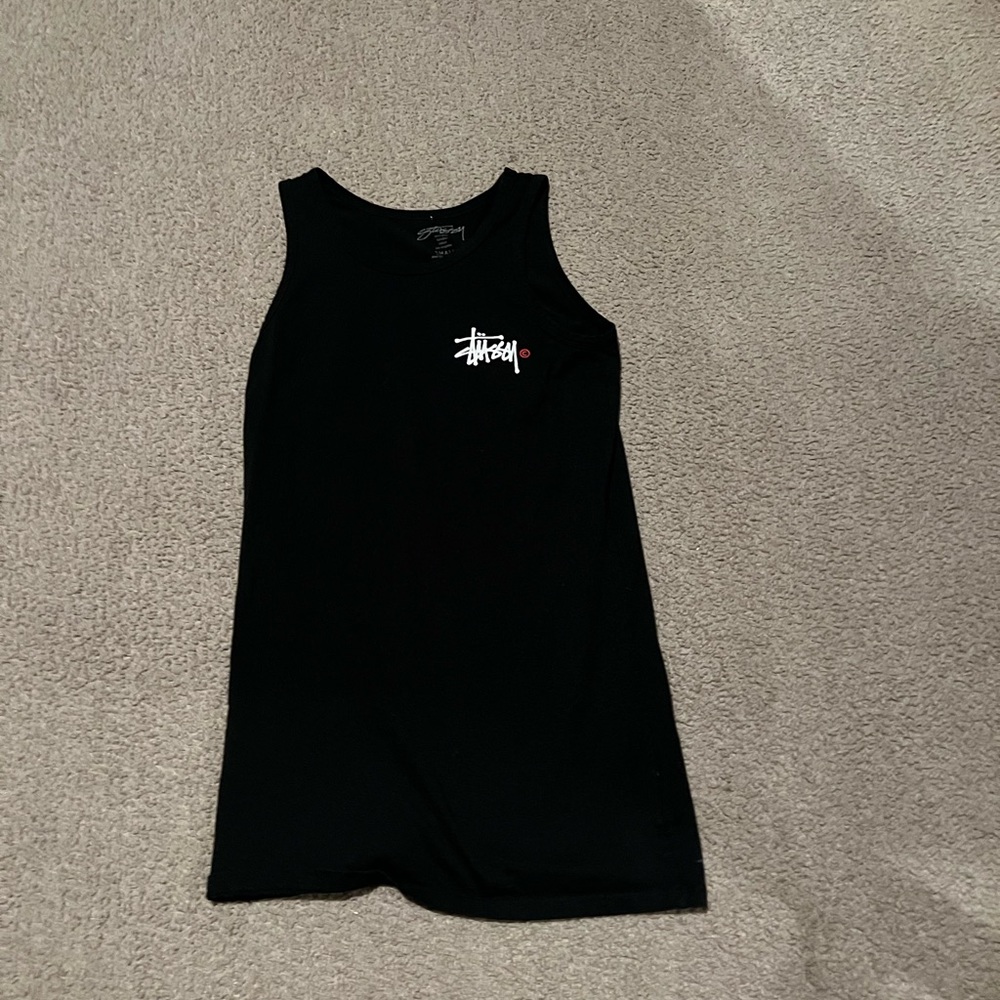 mens black Stussy tank top , big logo